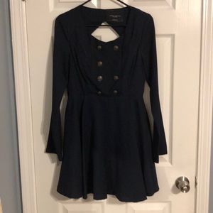 Military style navy blue dress.